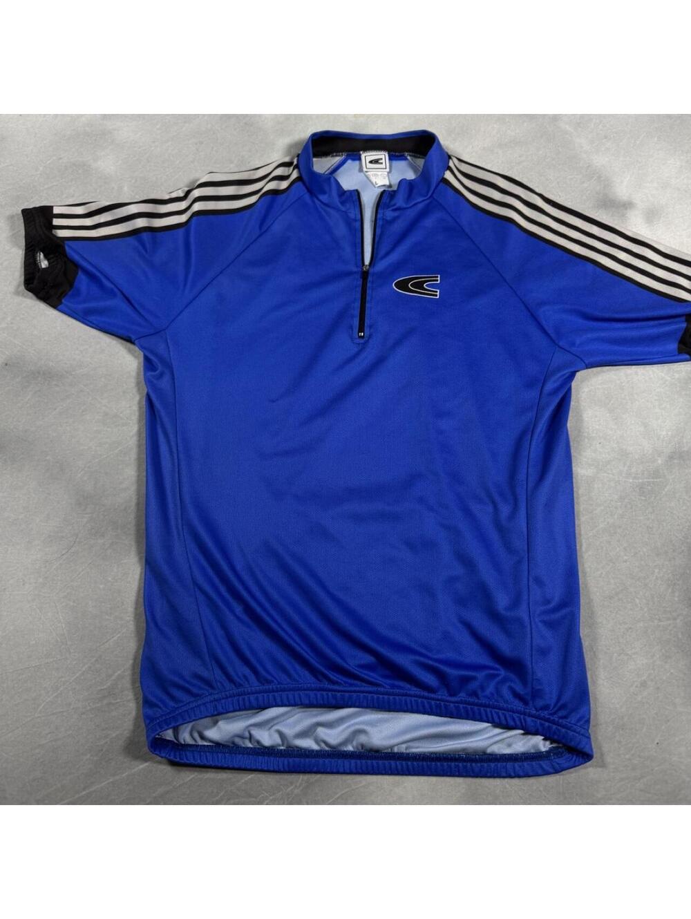 Vintage Cannondale Cycling Jersey Large Made in Italy Blue Quarter Zip